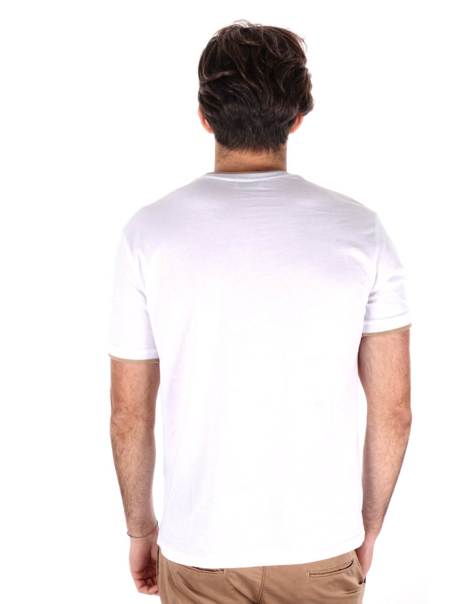 T-SHIRT PROFILI A CONTRASTO FB UOMO BIANCO BEIGE