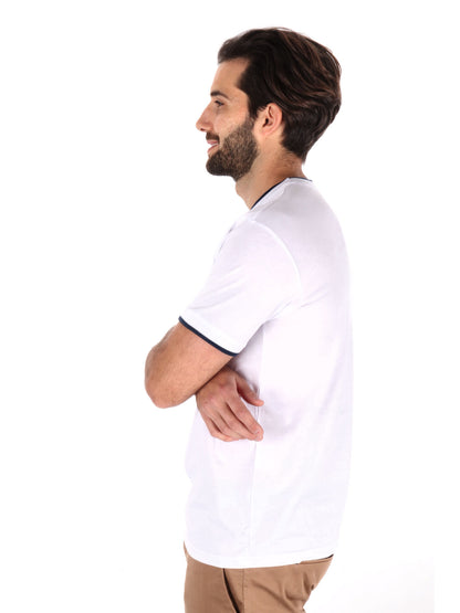 T-SHIRT PROFILI A CONTRASTO FB UOMO BIANCO-BLU