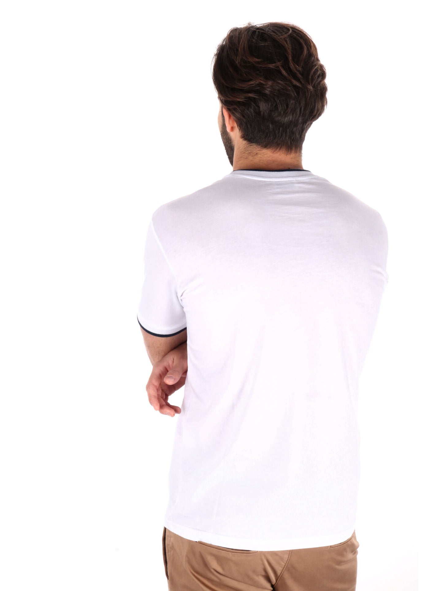 T-SHIRT PROFILI A CONTRASTO FB UOMO BIANCO-BLU