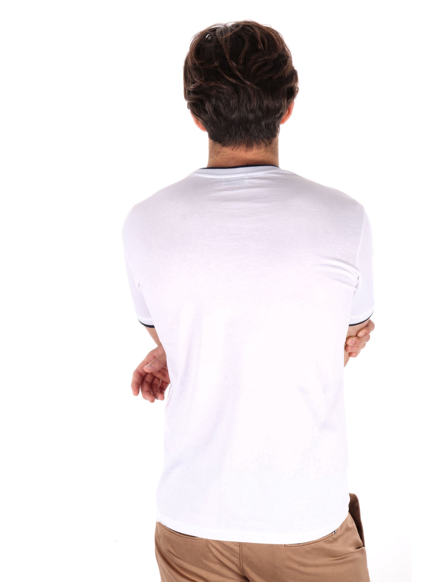 T-SHIRT PROFILI A CONTRASTO FB UOMO BIANCO-BLU