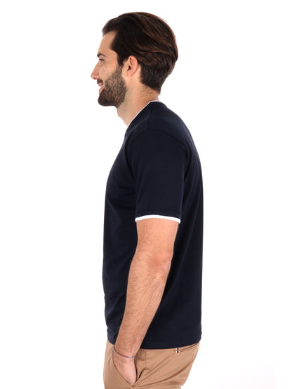 T-SHIRT PROFILI A CONTRASTO FB UOMO BLU-BIANCO