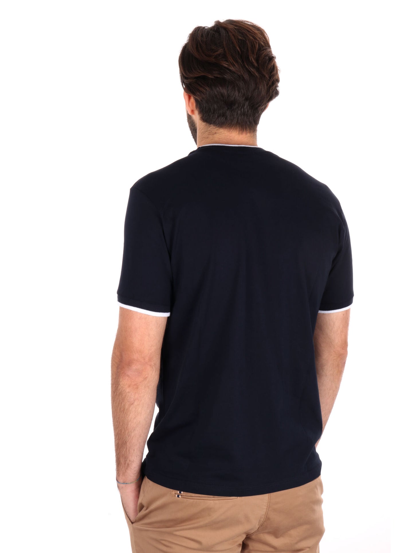 T-SHIRT PROFILI A CONTRASTO FB UOMO BLU-BIANCO