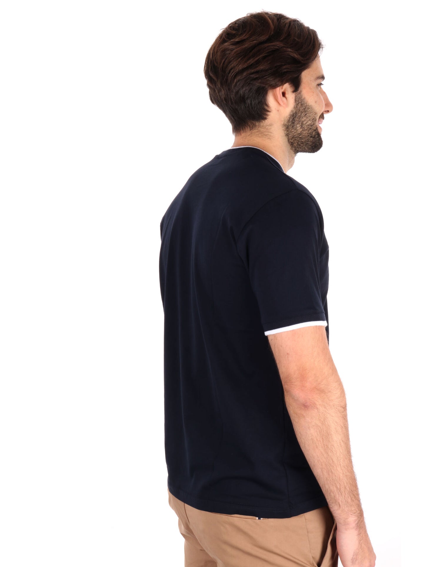T-SHIRT PROFILI A CONTRASTO FB UOMO BLU-BIANCO