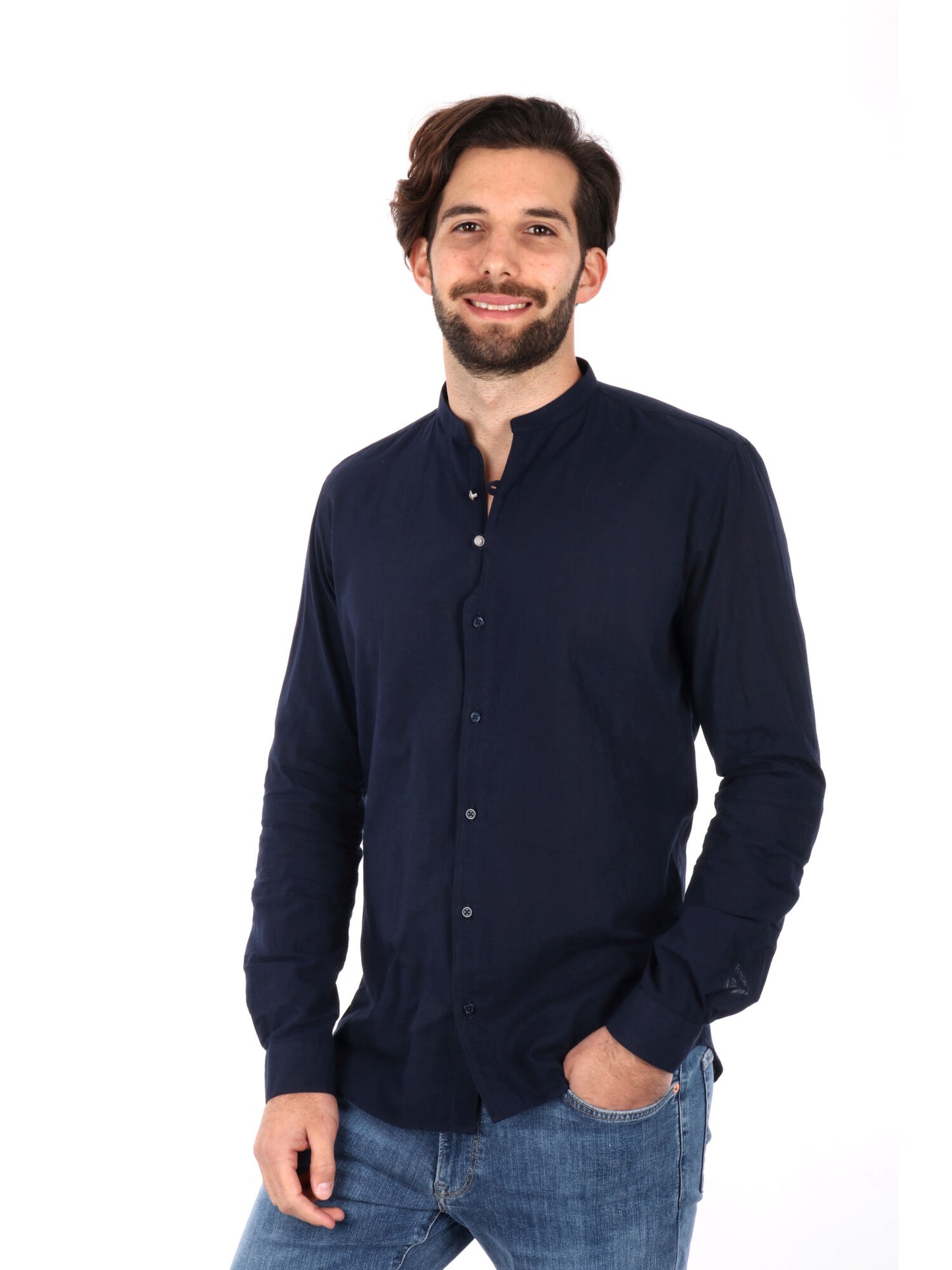 Camicia Fiaccola Corea blu in cotone da uomo elegante