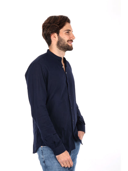 Camicia Fiaccola Corea blu in cotone da uomo elegante