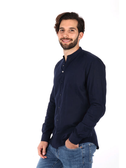 Camicia Fiaccola Corea blu in cotone da uomo elegante