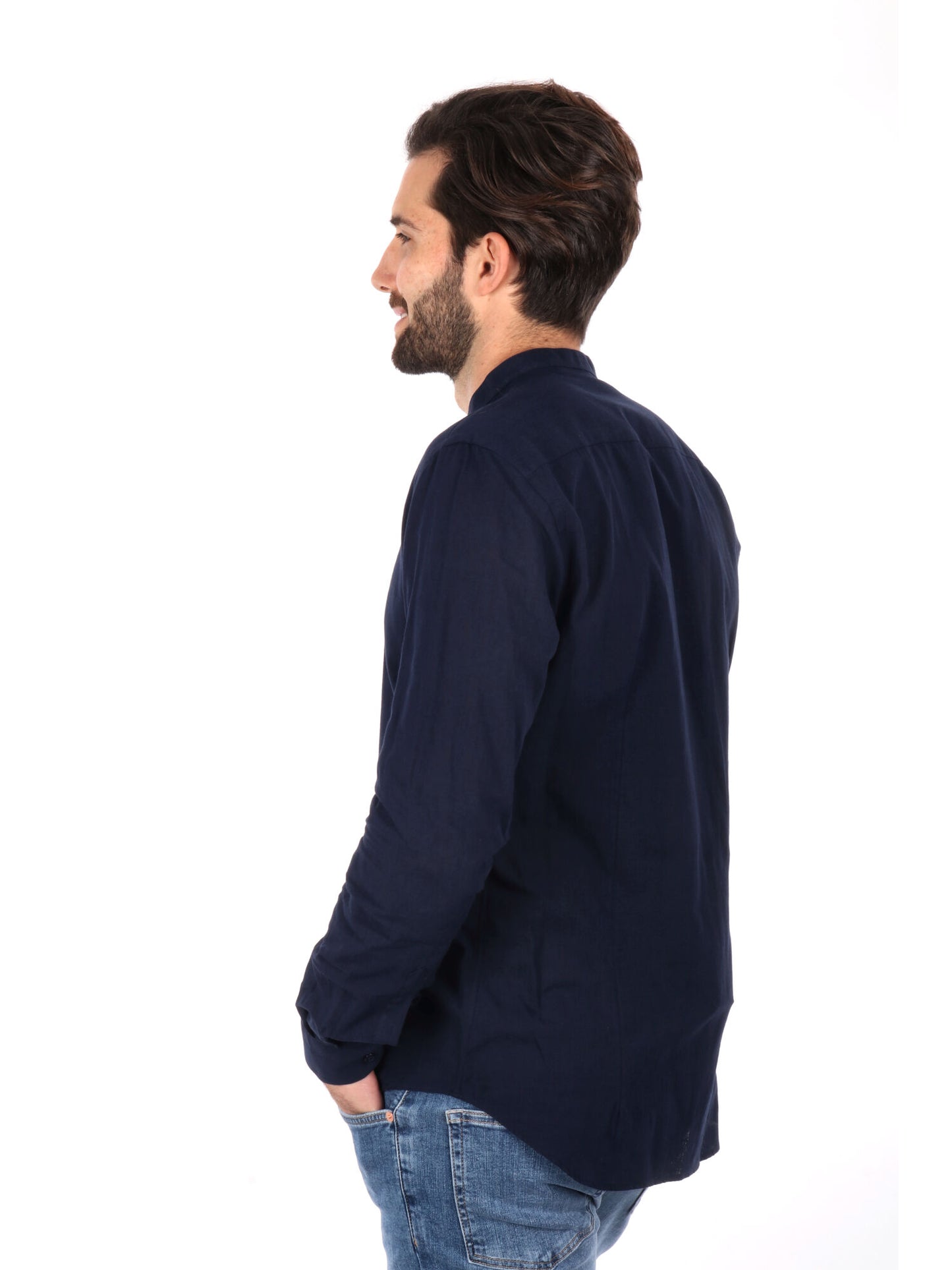 Camicia Fiaccola Corea blu in cotone da uomo elegante