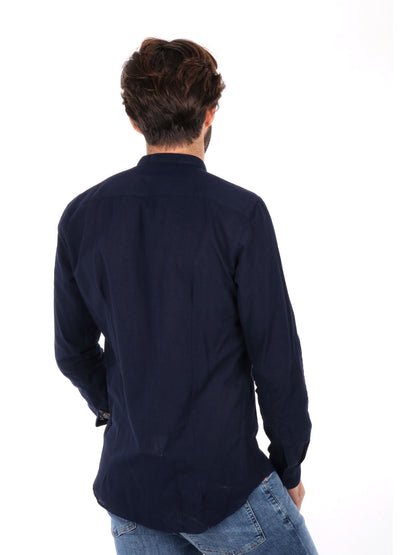 Camicia Fiaccola Corea blu in cotone da uomo elegante