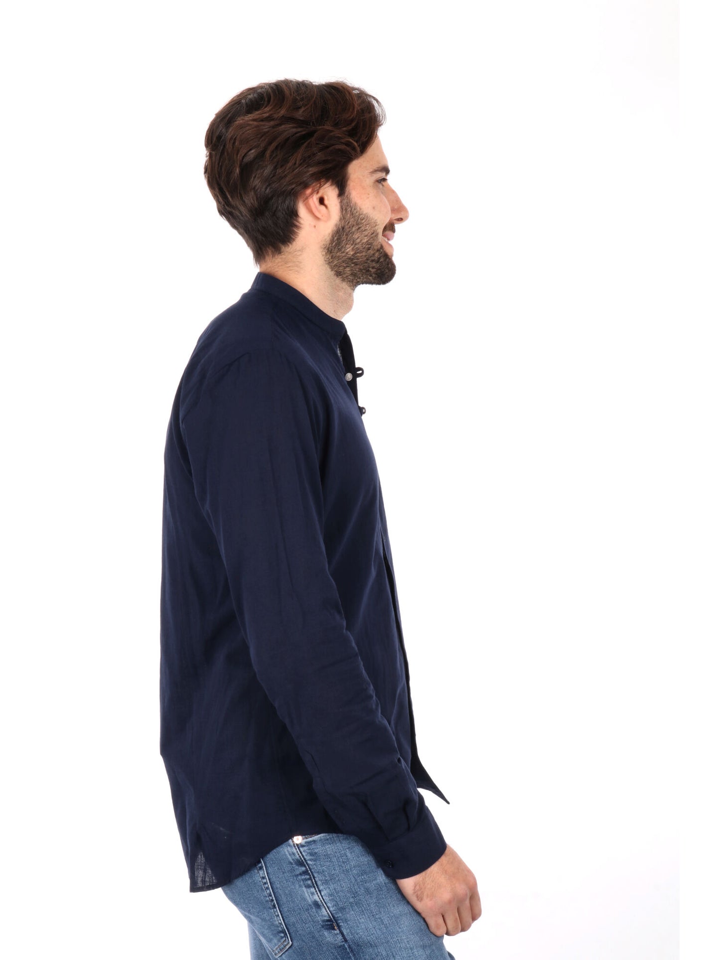 Camicia Fiaccola Corea blu in cotone da uomo elegante
