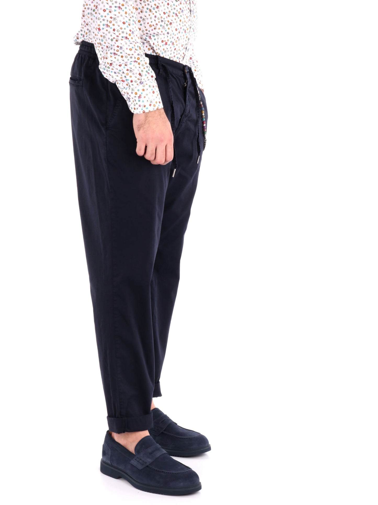 Pantaloni classici da uomo in lycra blu FB per un comfort quotidiano