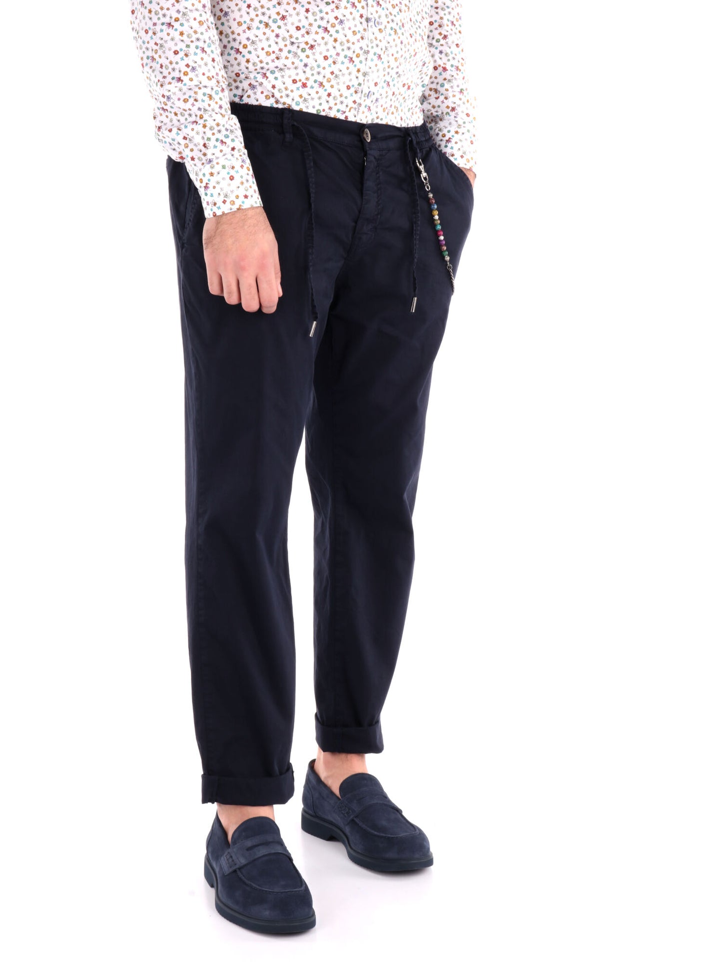 Pantaloni classici da uomo in lycra blu FB per un comfort quotidiano