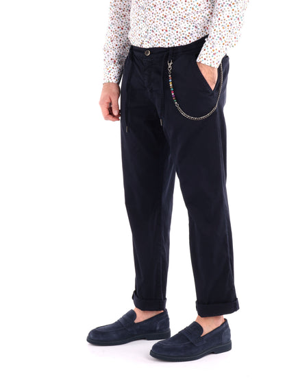 Pantaloni classici da uomo in lycra blu FB per un comfort quotidiano