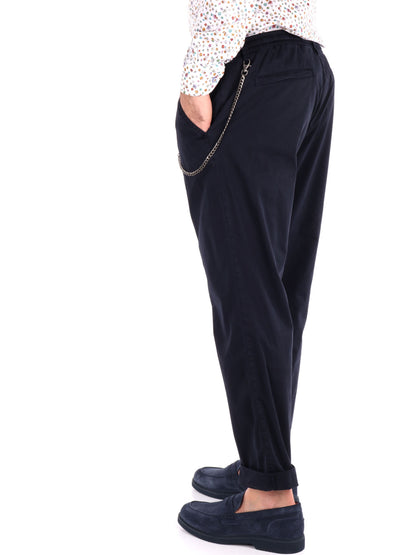Pantaloni classici da uomo in lycra blu FB per un comfort quotidiano