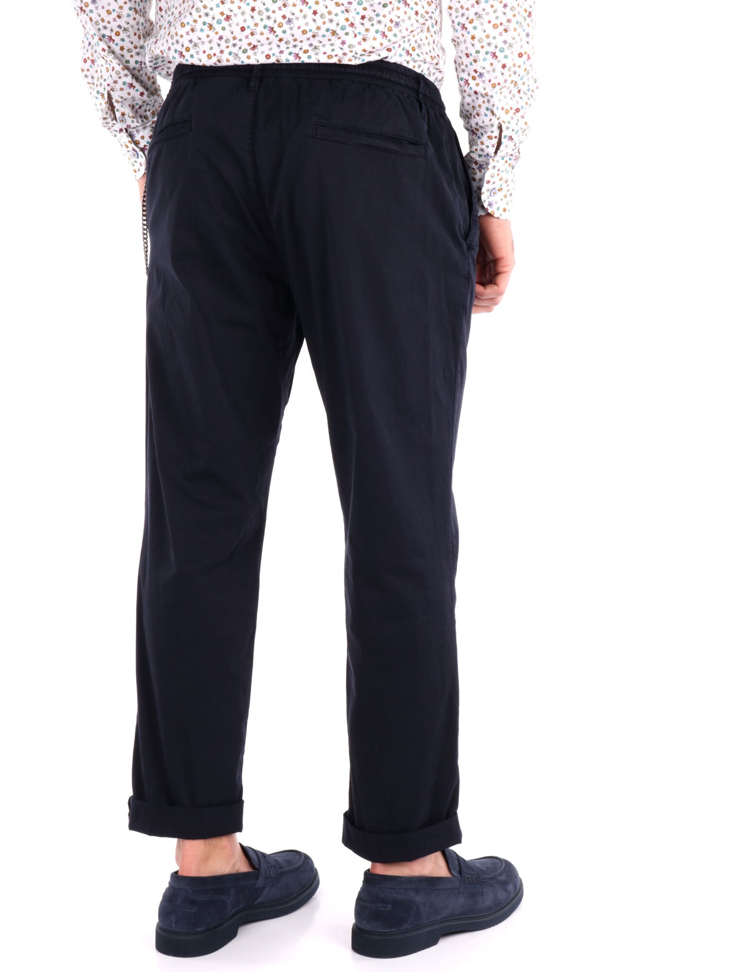 Pantaloni classici da uomo in lycra blu FB per un comfort quotidiano