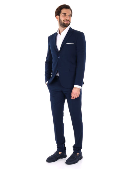 Abito monopetto FB da uomo blu con rever classico elegante