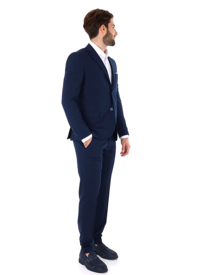 Abito monopetto FB da uomo blu con rever classico elegante