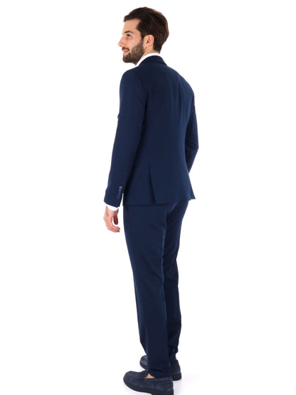 Abito monopetto FB da uomo blu con rever classico elegante