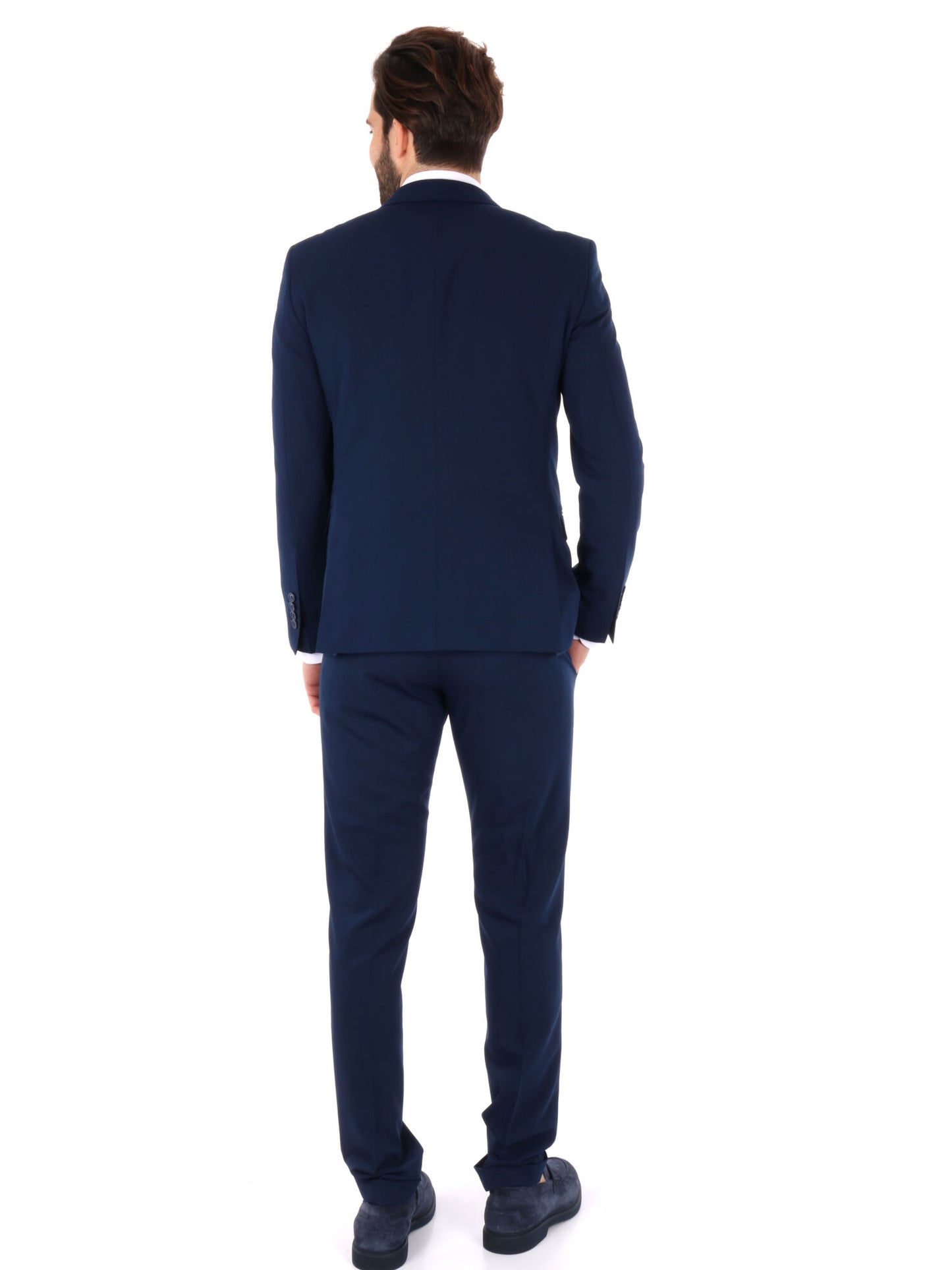 Abito monopetto FB da uomo blu con rever classico elegante