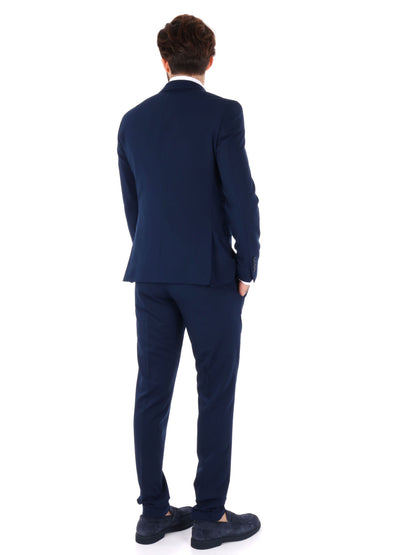 Abito monopetto FB da uomo blu con rever classico elegante
