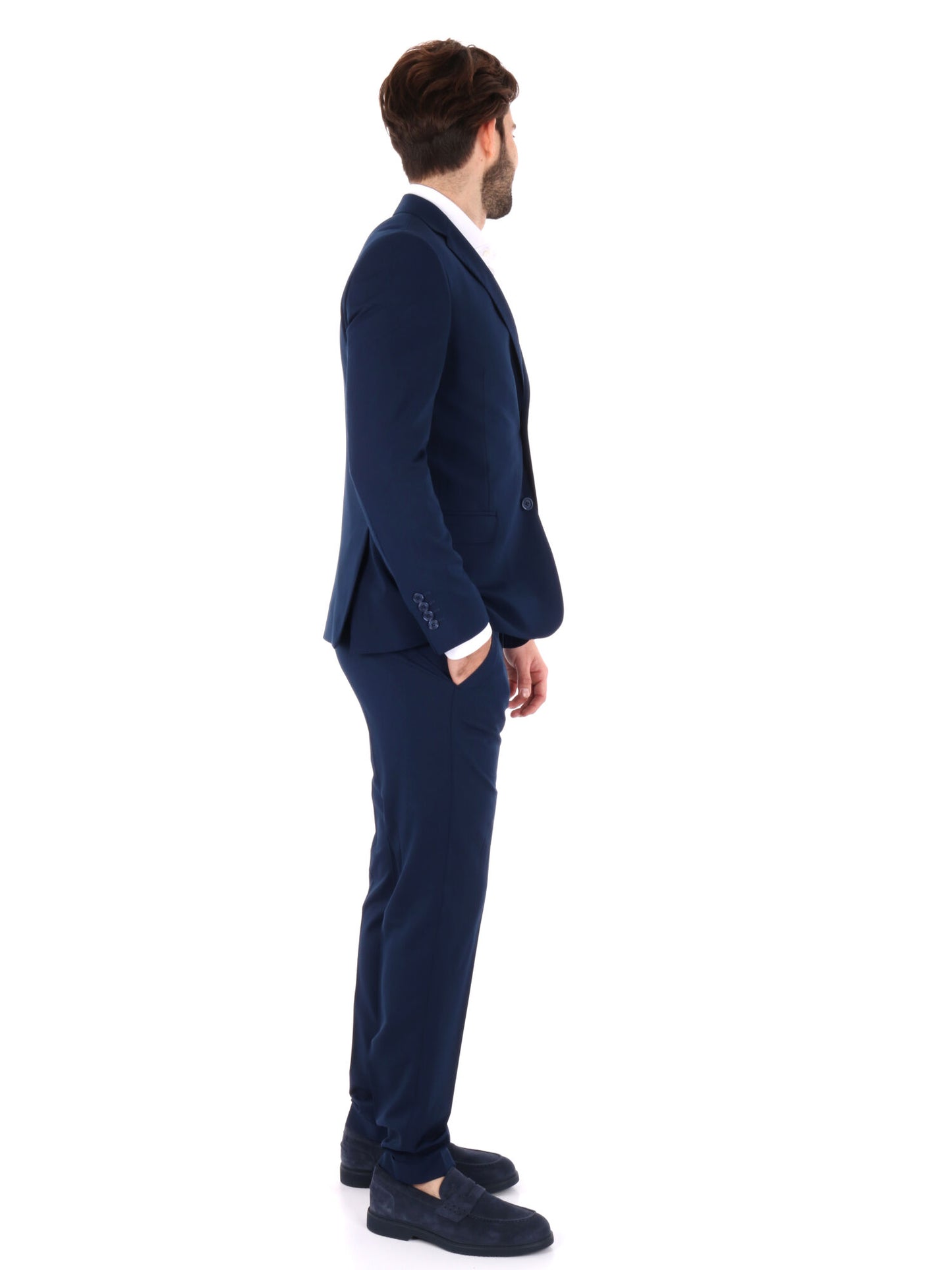 Abito monopetto FB da uomo blu con rever classico elegante