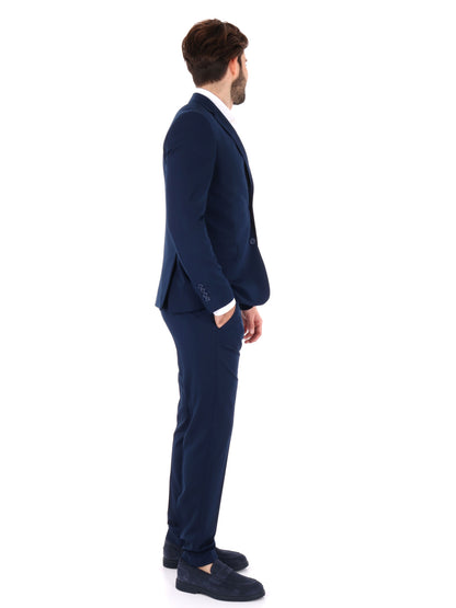 Abito monopetto FB da uomo blu con rever classico elegante