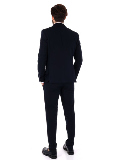 Abito monopetto FB da uomo blu con vestibilità slim e rever classico