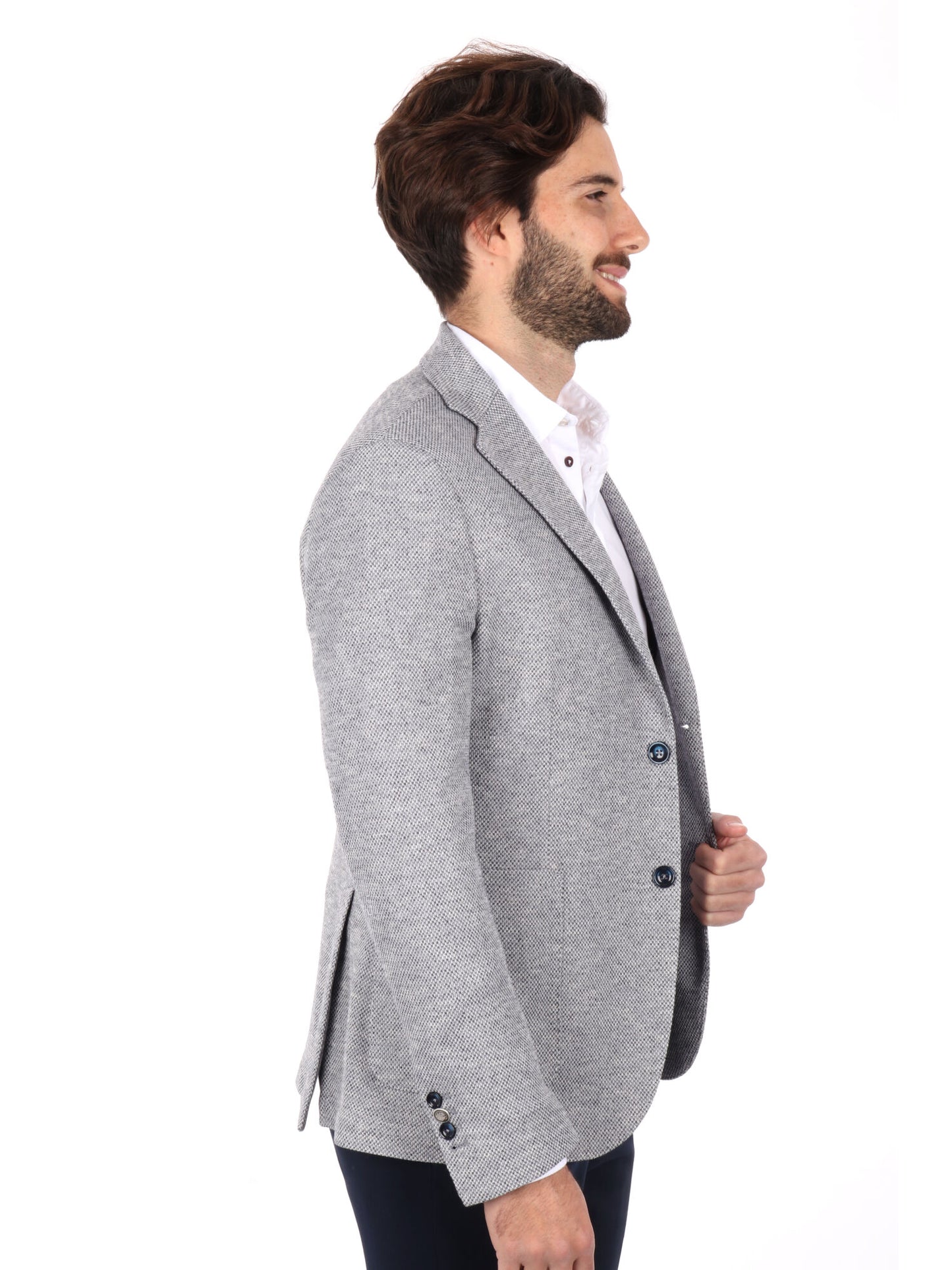 GIACCA MONOPETTO FB UOMO BLU-PANNA