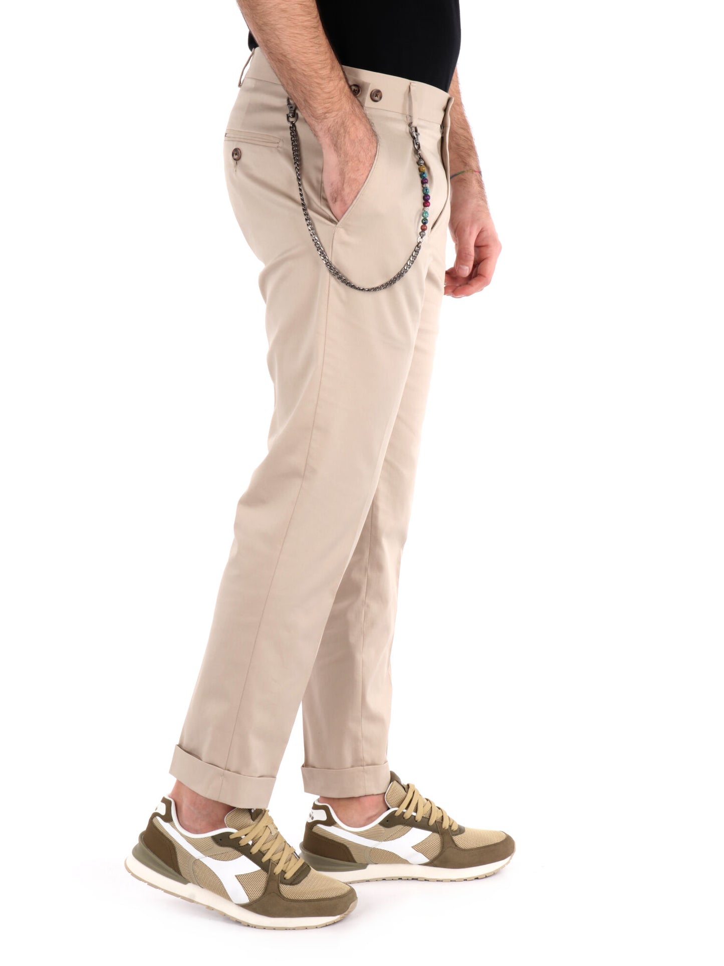 PANTALONE CON PENCES FB UOMO BEIGE