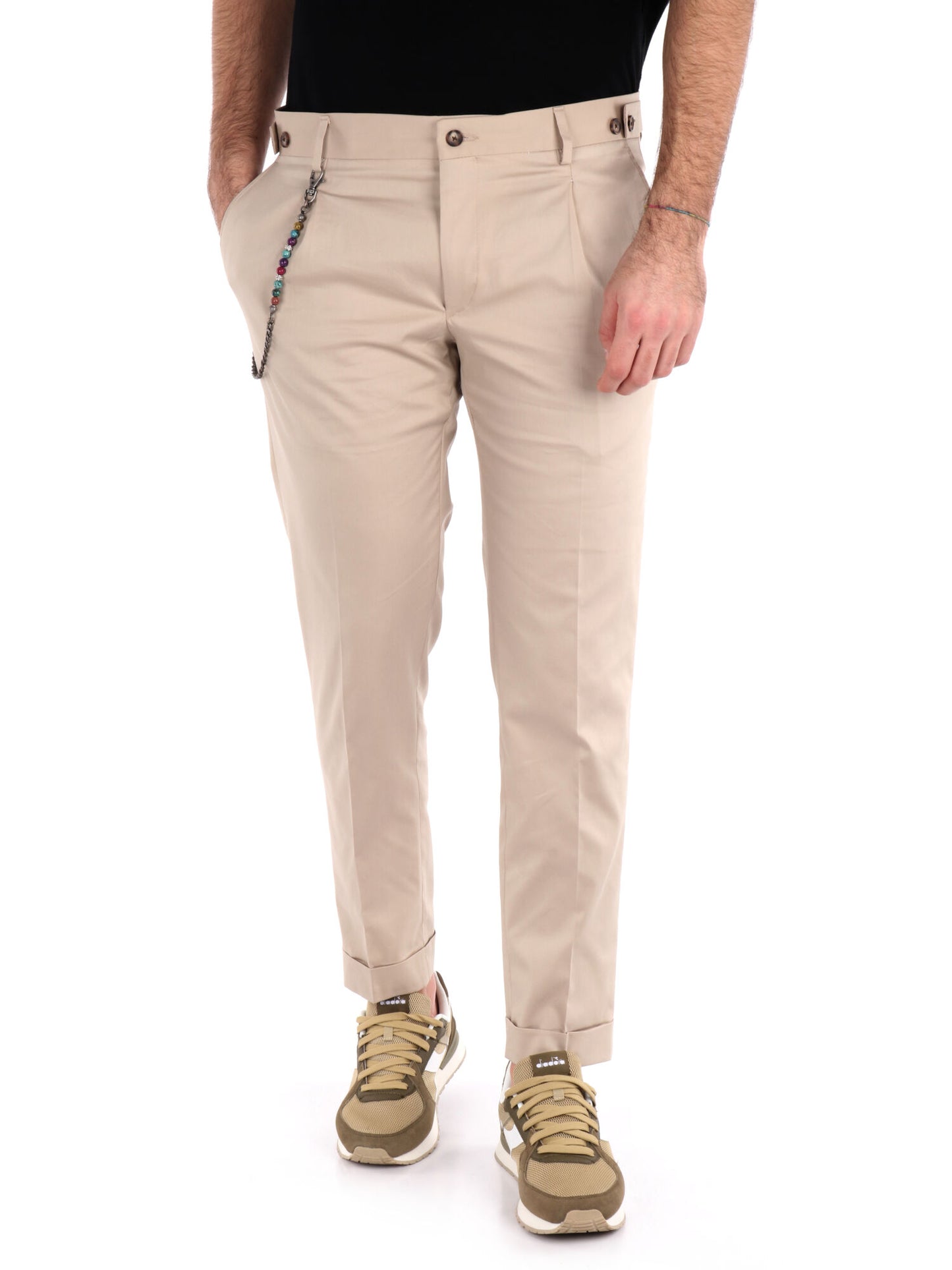 PANTALONE CON PENCES FB UOMO BEIGE