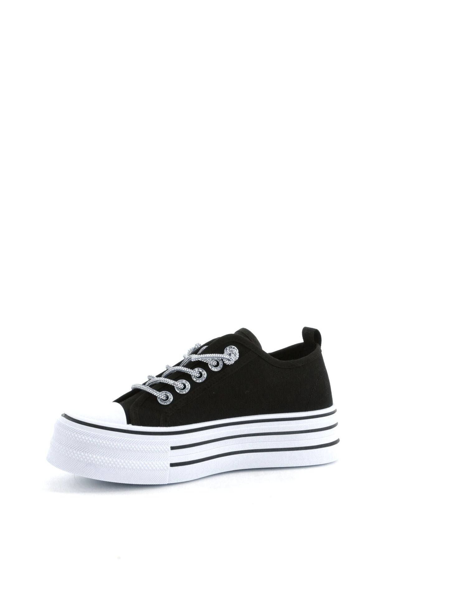 Sneakers platform Freddy in tessuto nero da donna con dettagli brillanti
