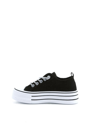 Sneakers platform Freddy in tessuto nero da donna con dettagli brillanti