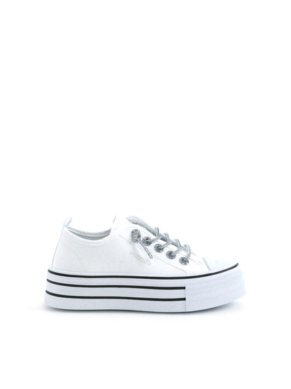 Sneakers platform in tela bianca da donna Freddy FY7681