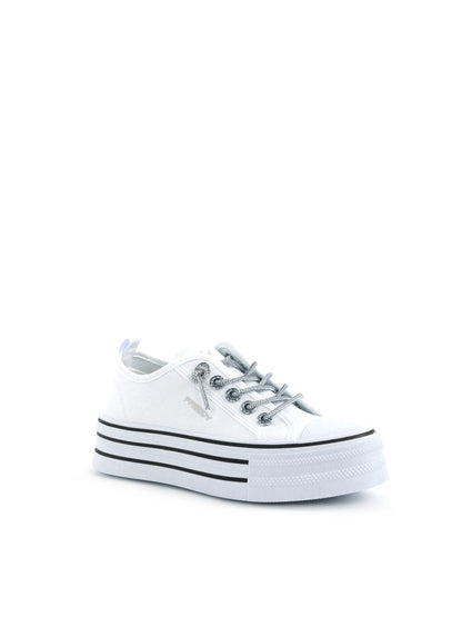 Sneakers platform in tela bianca da donna Freddy FY7681