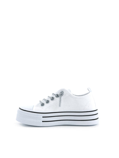 Sneakers platform in tela bianca da donna Freddy FY7681