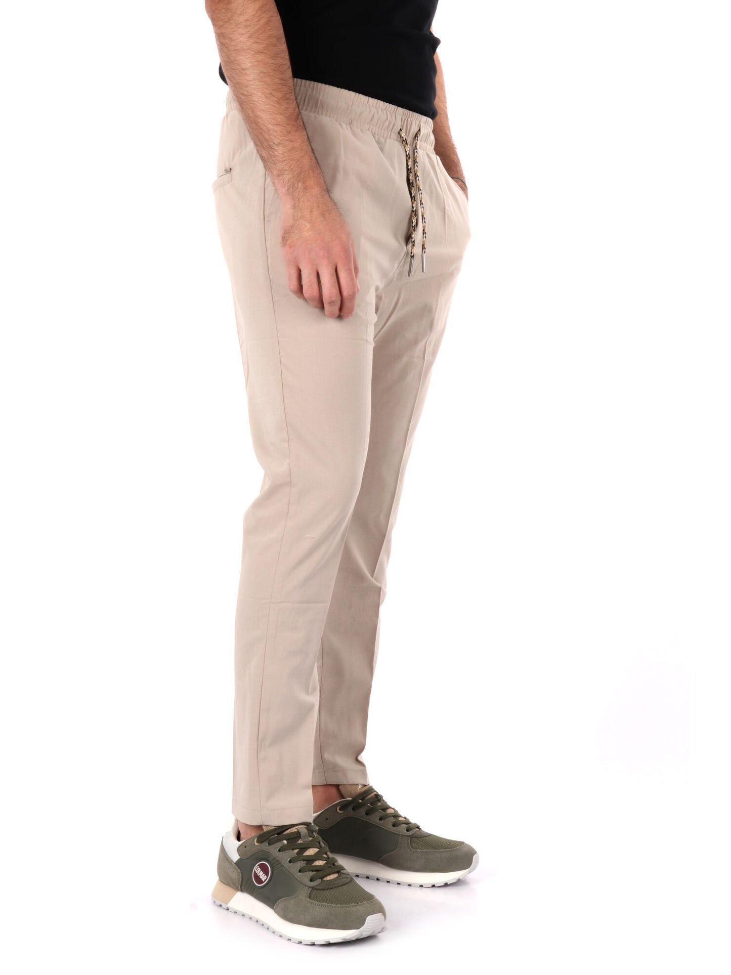 Pantalone casual da uomo Gianni Lupo beige con coulisse in vita