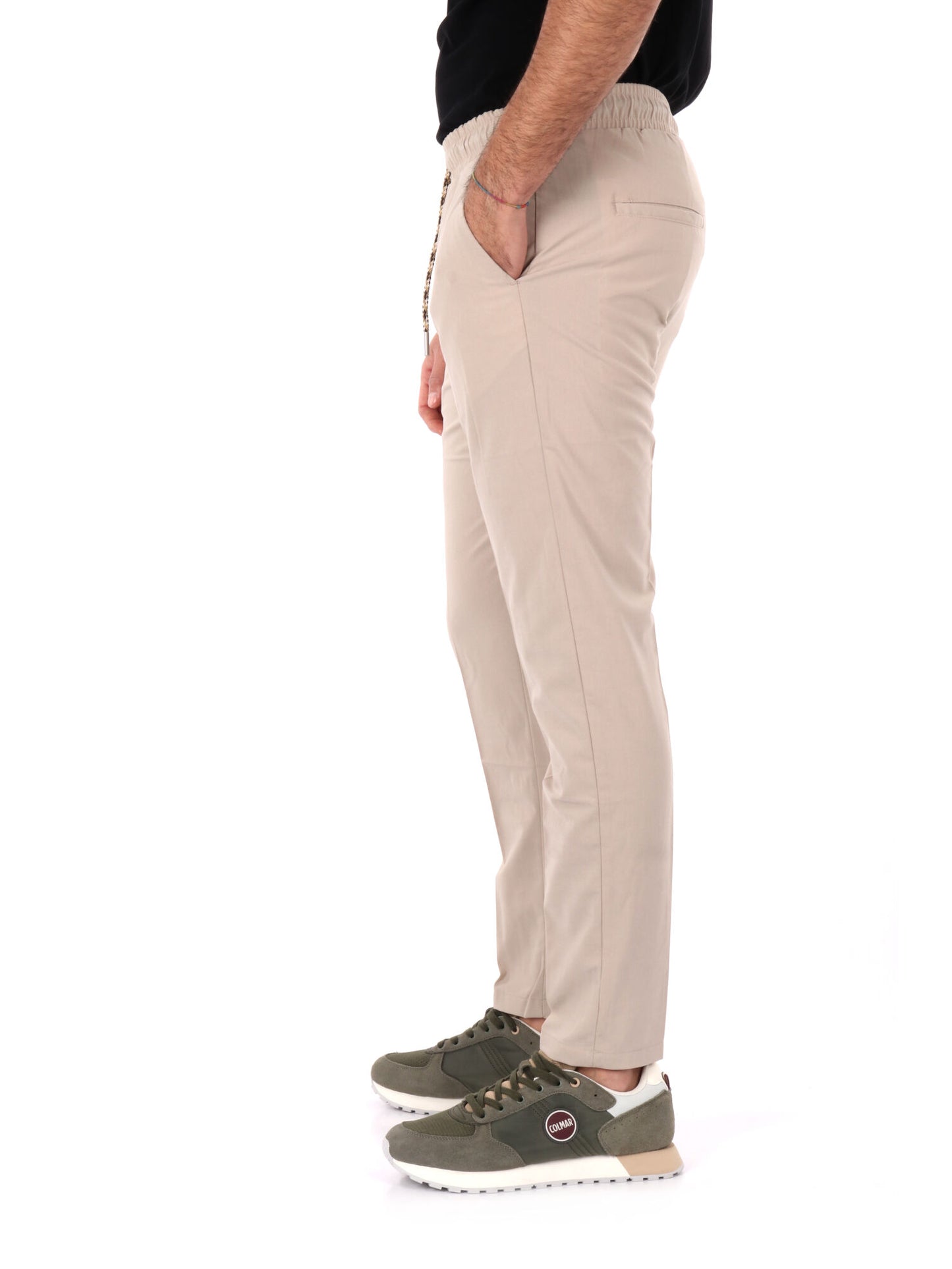Pantalone casual da uomo Gianni Lupo beige con coulisse in vita