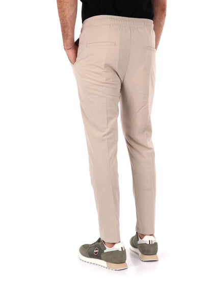 Pantalone casual da uomo Gianni Lupo beige con coulisse in vita