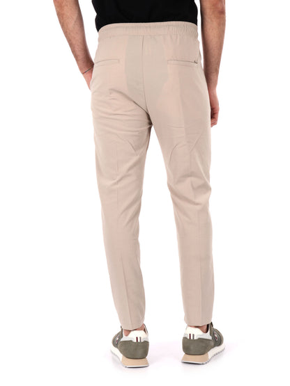 Pantalone casual da uomo Gianni Lupo beige con coulisse in vita