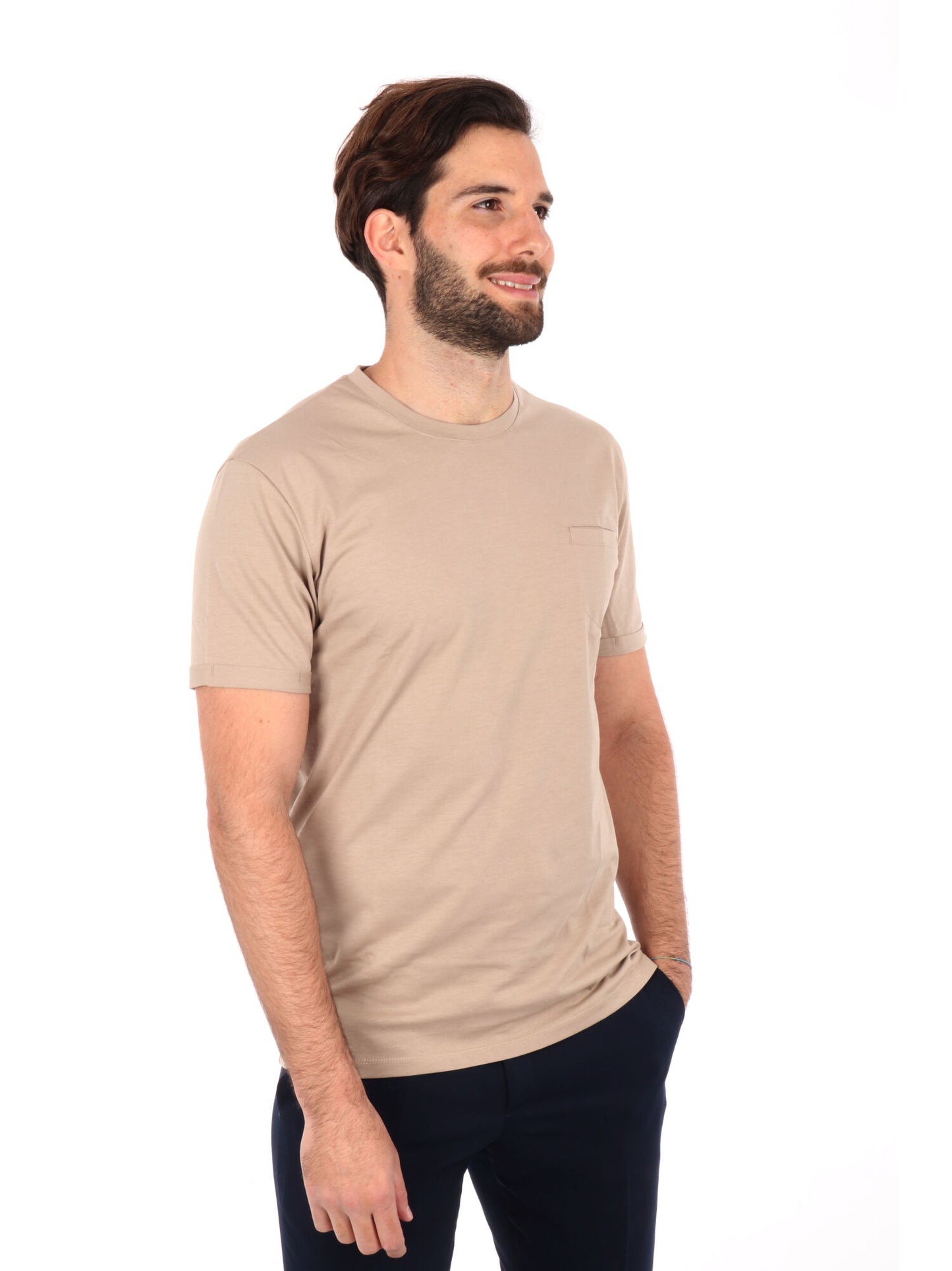 T-SHIRT CON TASCHINO GIANNI LUPO UOMO CAMEL
