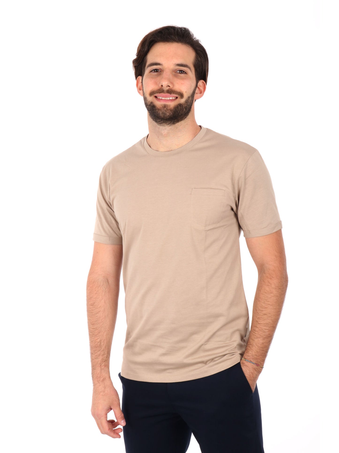 T-SHIRT CON TASCHINO GIANNI LUPO UOMO CAMEL
