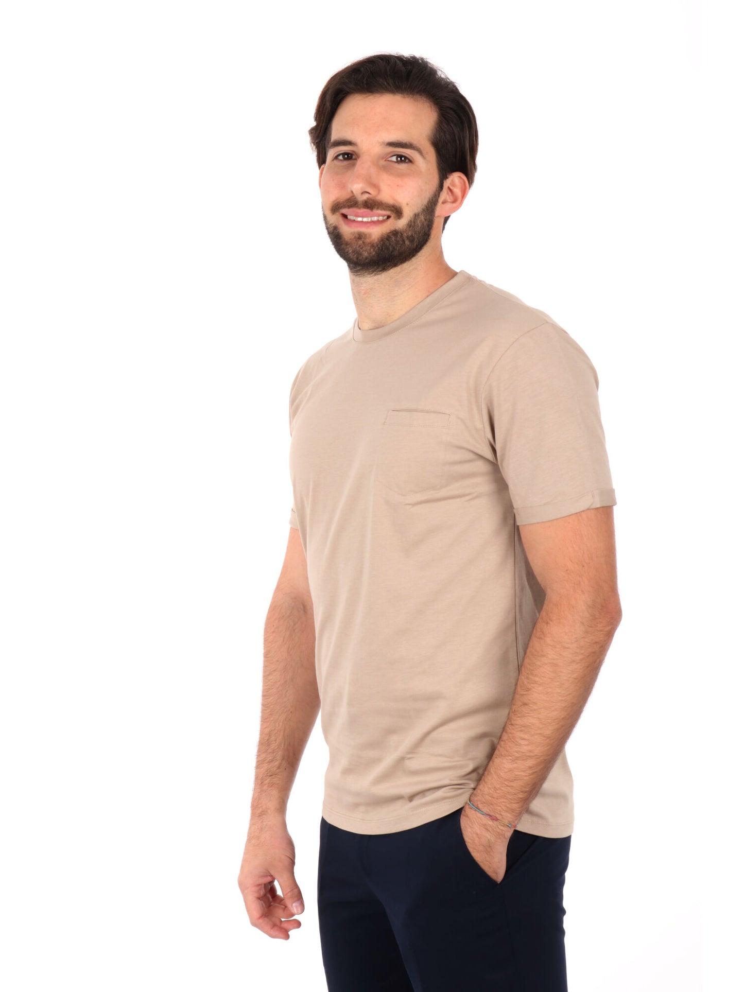 T-SHIRT CON TASCHINO GIANNI LUPO UOMO CAMEL