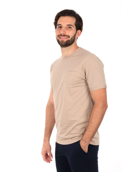 T-SHIRT CON TASCHINO GIANNI LUPO UOMO CAMEL