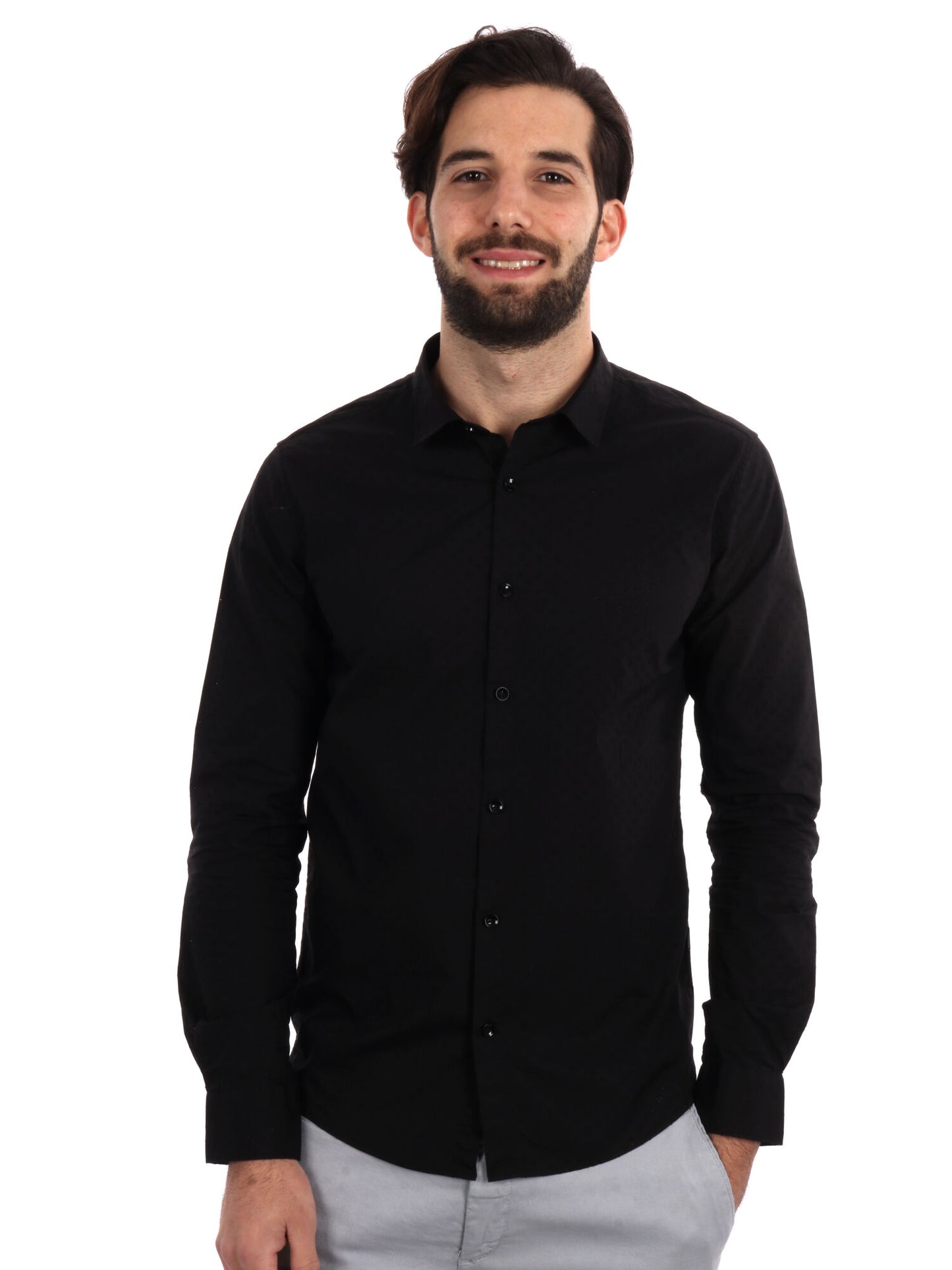 CAMICIA TRAFORATA GIANNI LUPO UOMO NERO