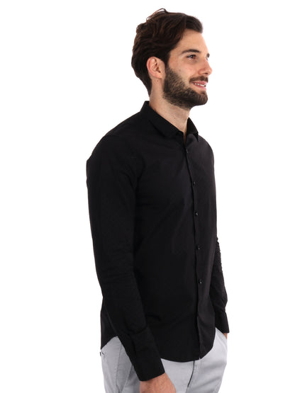 CAMICIA TRAFORATA GIANNI LUPO UOMO NERO