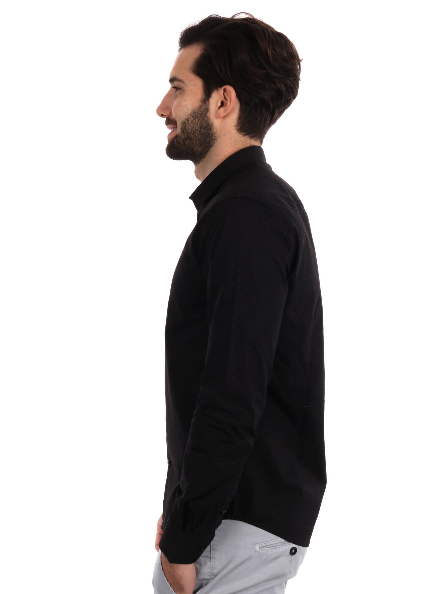 CAMICIA TRAFORATA GIANNI LUPO UOMO NERO