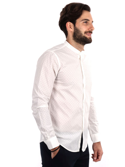 CAMICIA TRAFORATA COLLO COREANO GIANNI LUPO UOMO BIANCO