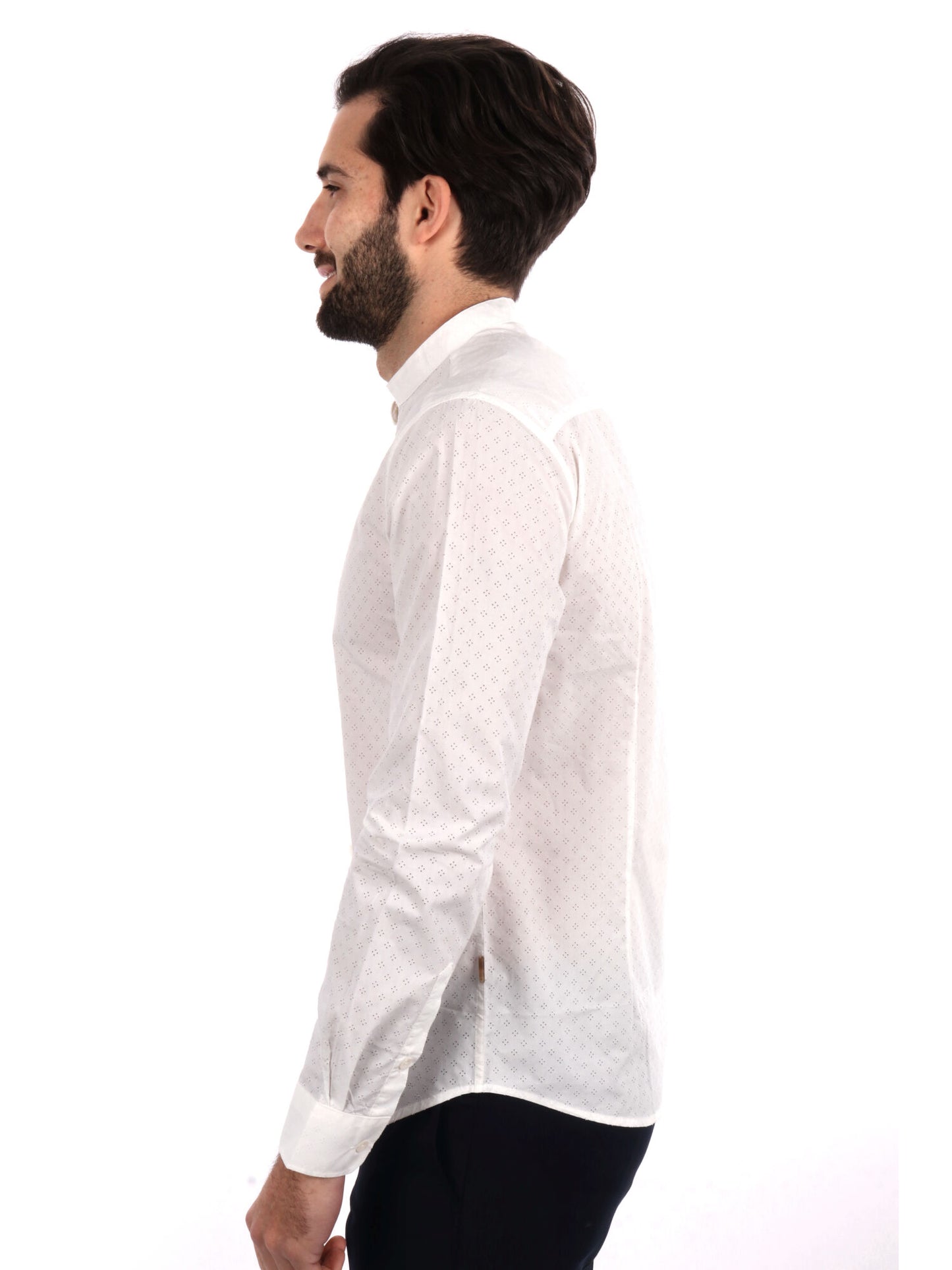 CAMICIA TRAFORATA COLLO COREANO GIANNI LUPO UOMO BIANCO