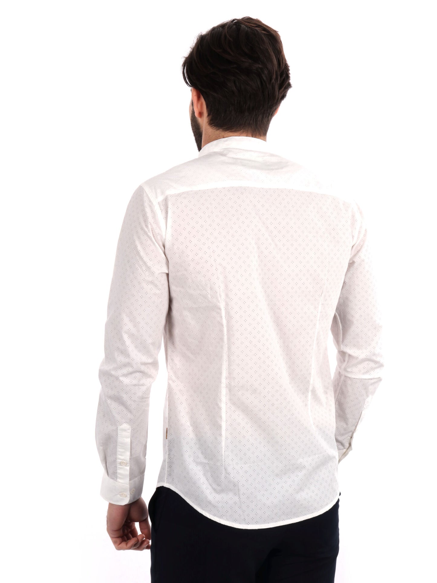 CAMICIA TRAFORATA COLLO COREANO GIANNI LUPO UOMO BIANCO