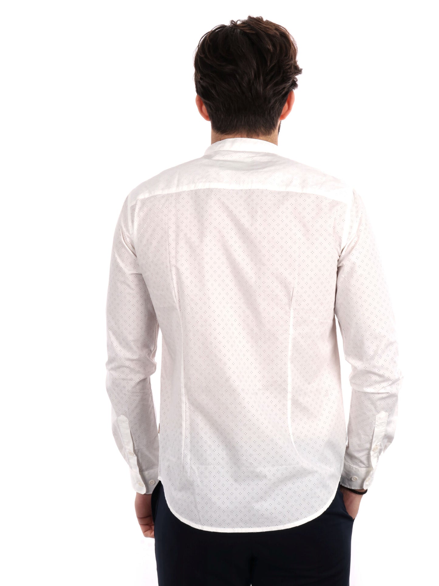 CAMICIA TRAFORATA COLLO COREANO GIANNI LUPO UOMO BIANCO