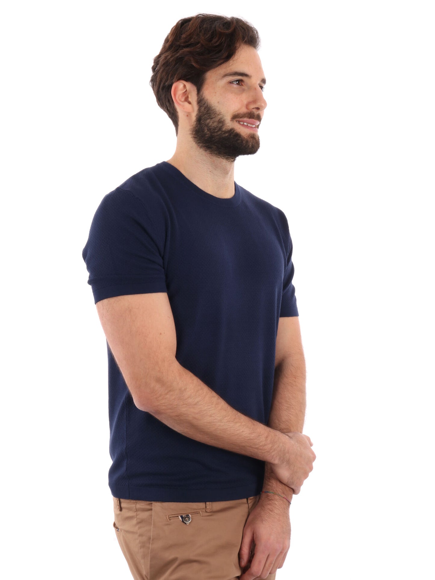 T-SHIRT IN MAGLIA GIANNI LUPO UOMO BLU